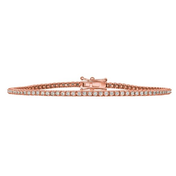 1.00 CT Natural Diamond Tennis Bracelet G SI 14K Rose Gold